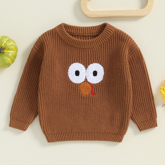 SHEIN Other - Brown Sweater with Cute Face Design